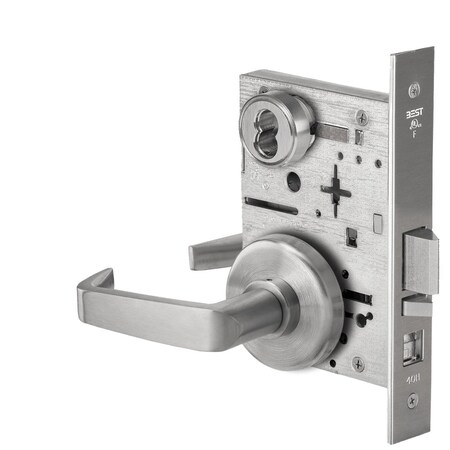 Best Grade 1 Office Mortise Lock, 15 Lever, H Rose, SFIC Housing Less Core, Satin Stainless Steel Finish,  45H7A15H630